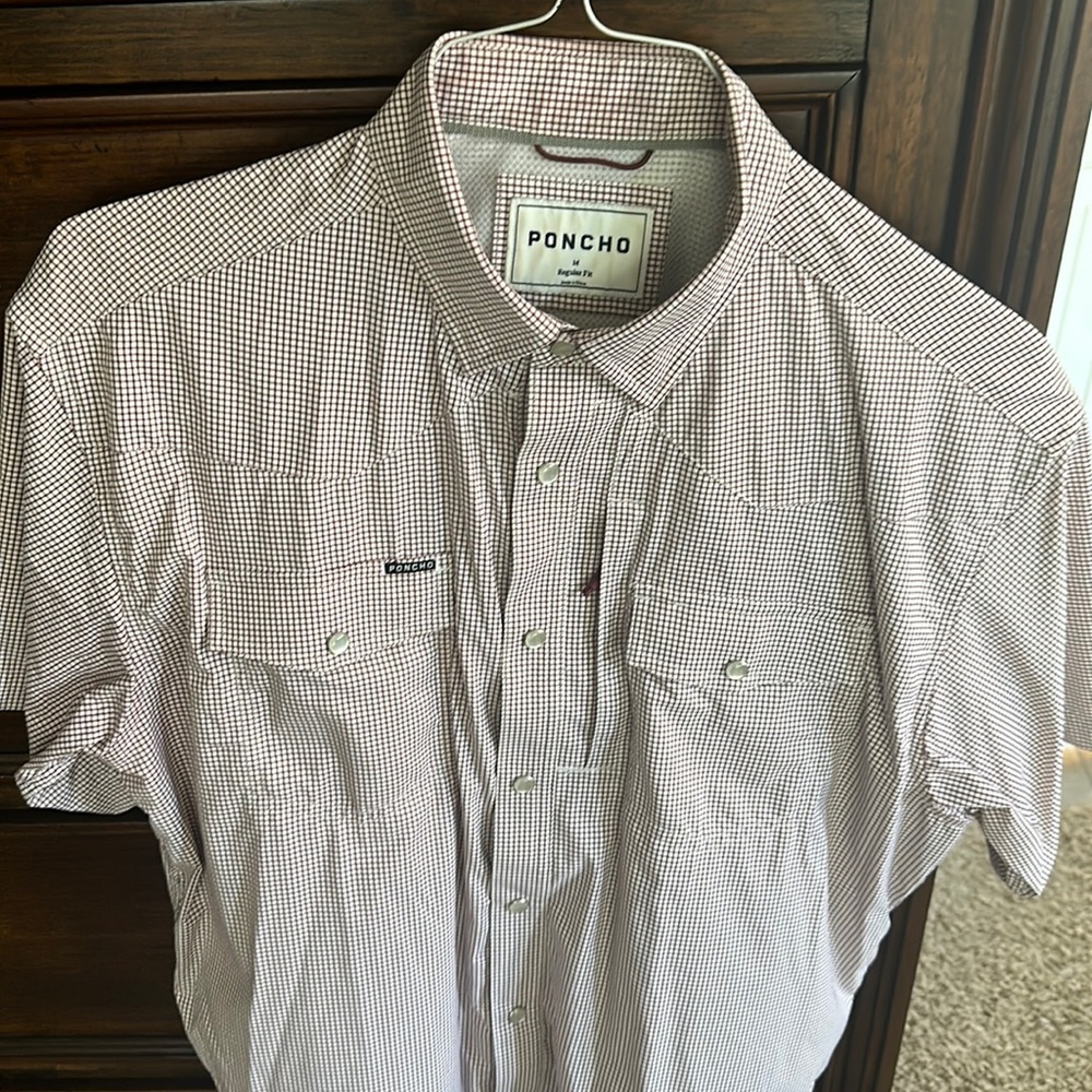 Poncho Outdoors Western Pearl Snap Shirt Short Sleeve Medium Regular Fit